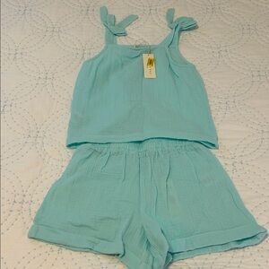 NWT. Girls size M Copper Key. Aqua Sleeveless Top and Shorts Set.